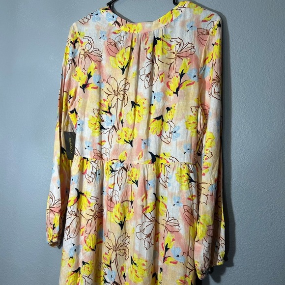 Style & Co. Floral Linen Maxi Dress Long Sleeve Button Front Belted Size M NWT - Picture 6 of 9